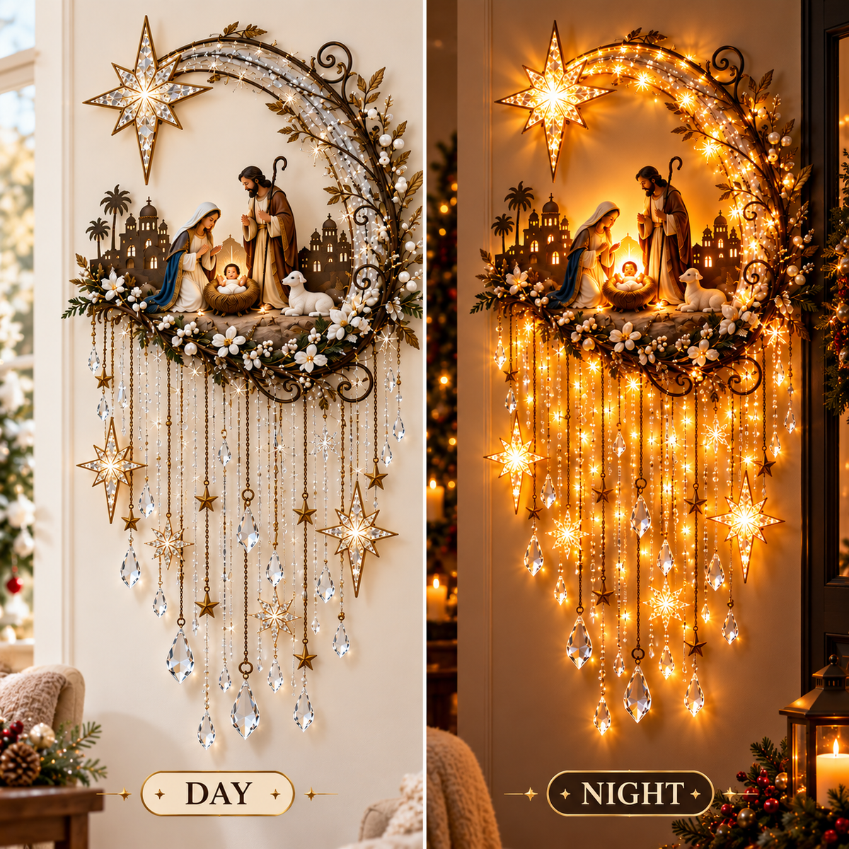 🎄 Holiday Sale 49% OFF 🎄 Nativity Moon Starfall Wall Light™ – Lighted Christmas Wall Decor ✨
