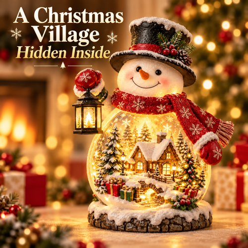 ✨ Christmas Village Snowman Glow – Lighted Holiday Tabletop Decor