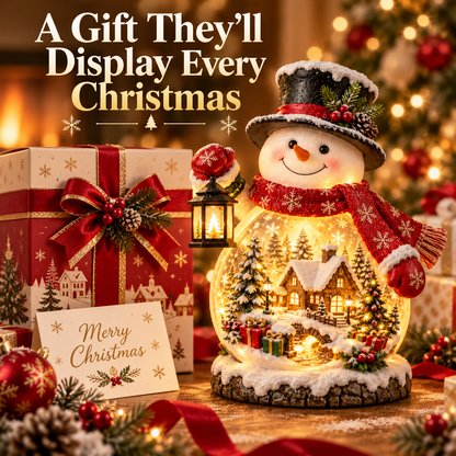 ✨ Christmas Village Snowman Glow – Lighted Holiday Tabletop Decor