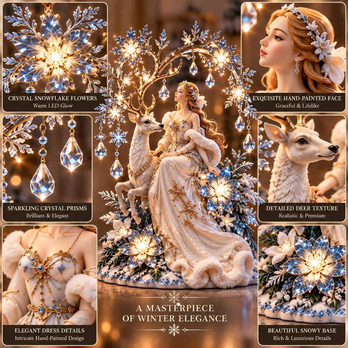 ✨ Holiday Sale 🦌 Enchanted Winter Lady™ – Crystal Lighted Holiday Centerpiece