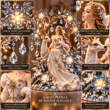 ✨ Holiday Sale 🦌 Enchanted Winter Lady™ – Crystal Lighted Holiday Centerpiece