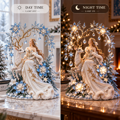 ✨ Holiday Sale 🦌 Enchanted Winter Lady™ – Crystal Lighted Holiday Centerpiece