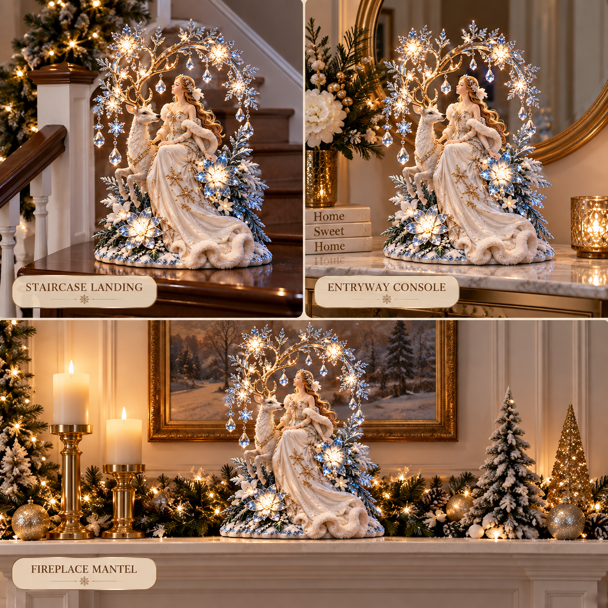 ✨ Holiday Sale 🦌 Enchanted Winter Lady™ – Crystal Lighted Holiday Centerpiece