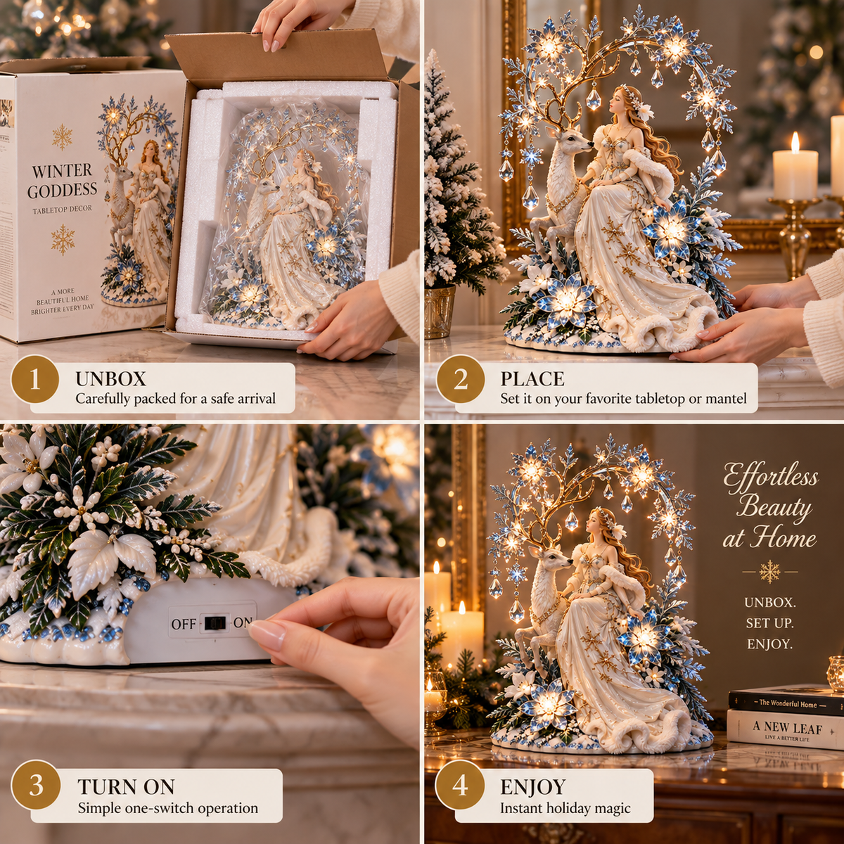 ✨ Holiday Sale 🦌 Enchanted Winter Lady™ – Crystal Lighted Holiday Centerpiece