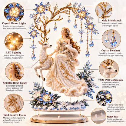 ✨ Holiday Sale 🦌 Enchanted Winter Lady™ – Crystal Lighted Holiday Centerpiece