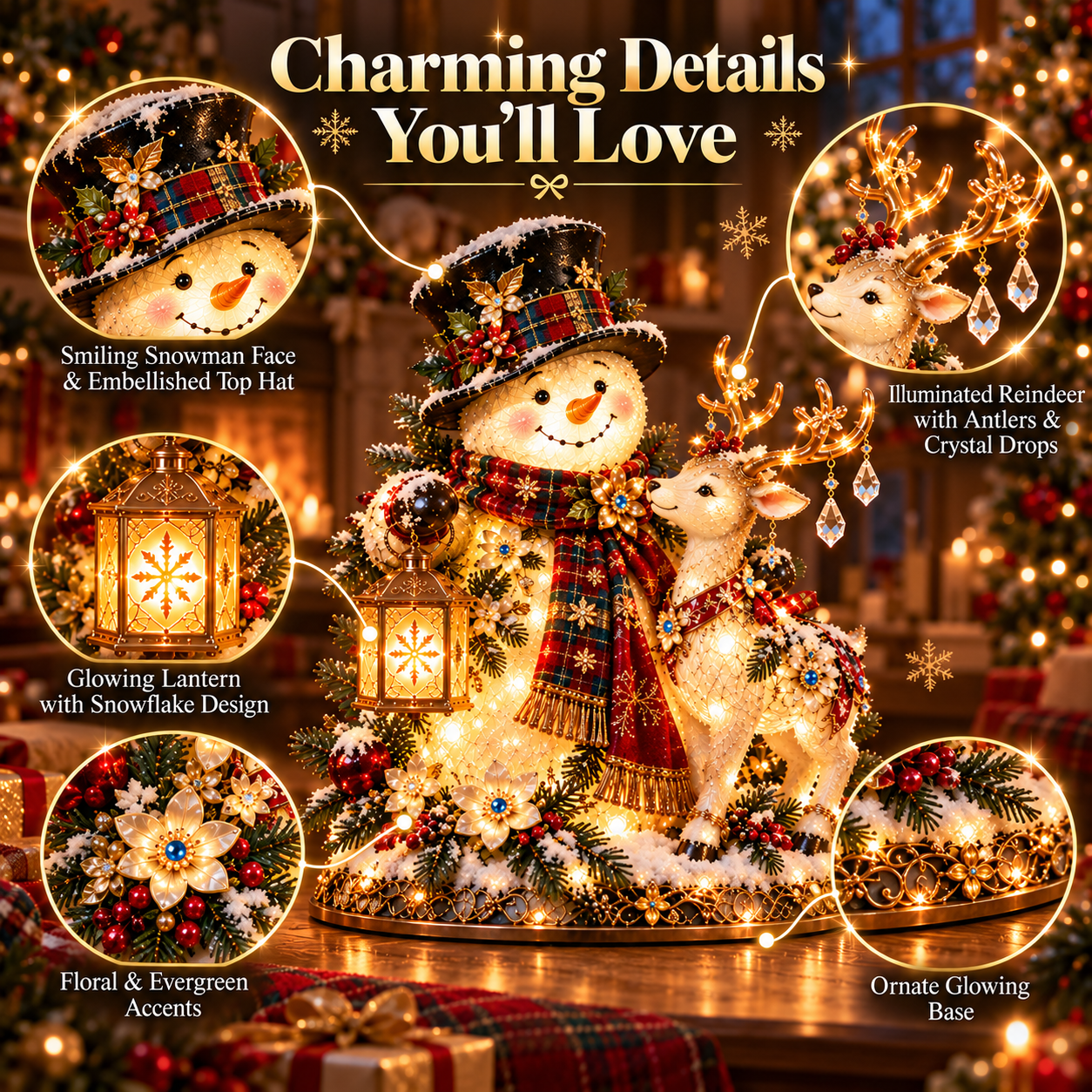 Snowman & Reindeer Glow detail showcase