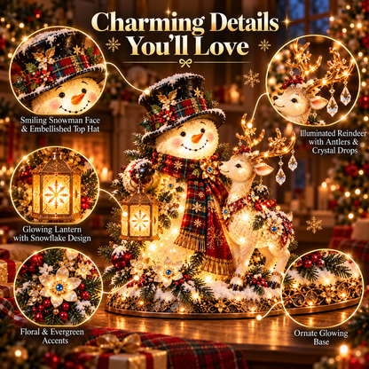 🎁 49% OFF Ends Today ☃️🦌 Snowman & Reindeer Glow™ – Lighted Christmas Tabletop Centerpiece ✨