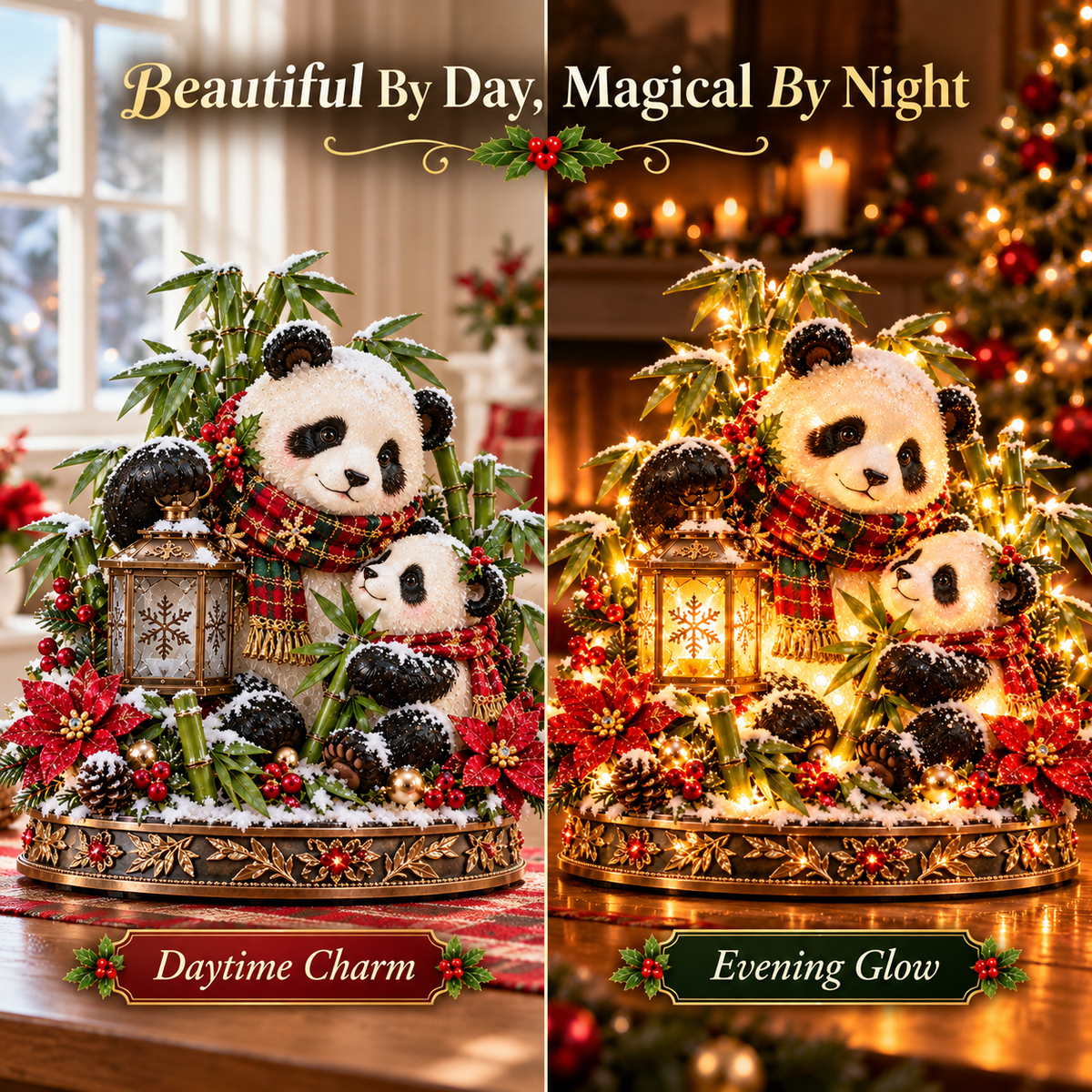 🎁 49% OFF Ends Today 🐼 Panda Family Christmas Glow™ – Lighted Parent & Cub Holiday Centerpiece ✨