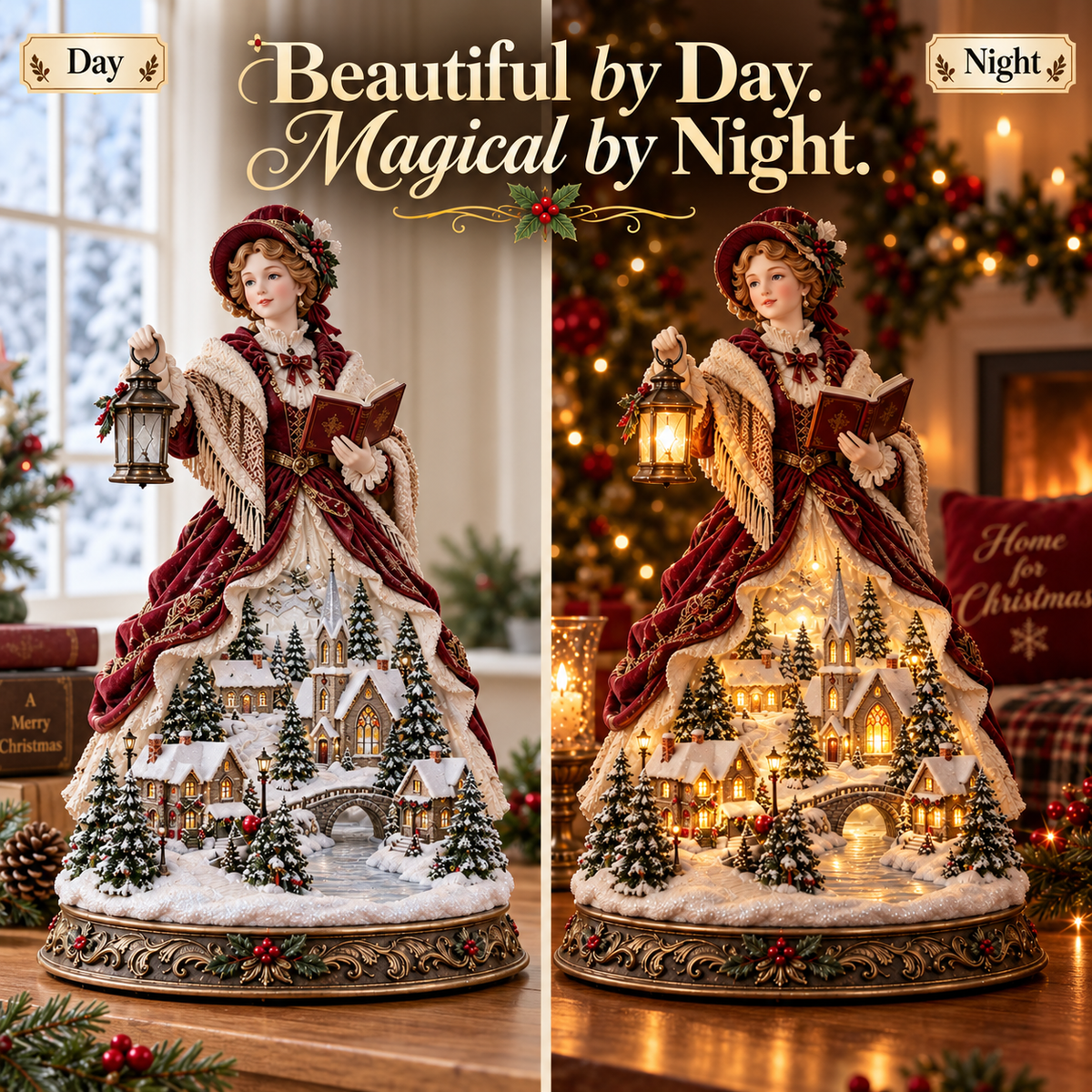 Last Day 49% OFF 🎄 Victorian Caroler Christmas Glow™ – Lighted Village Lady Tabletop Decor