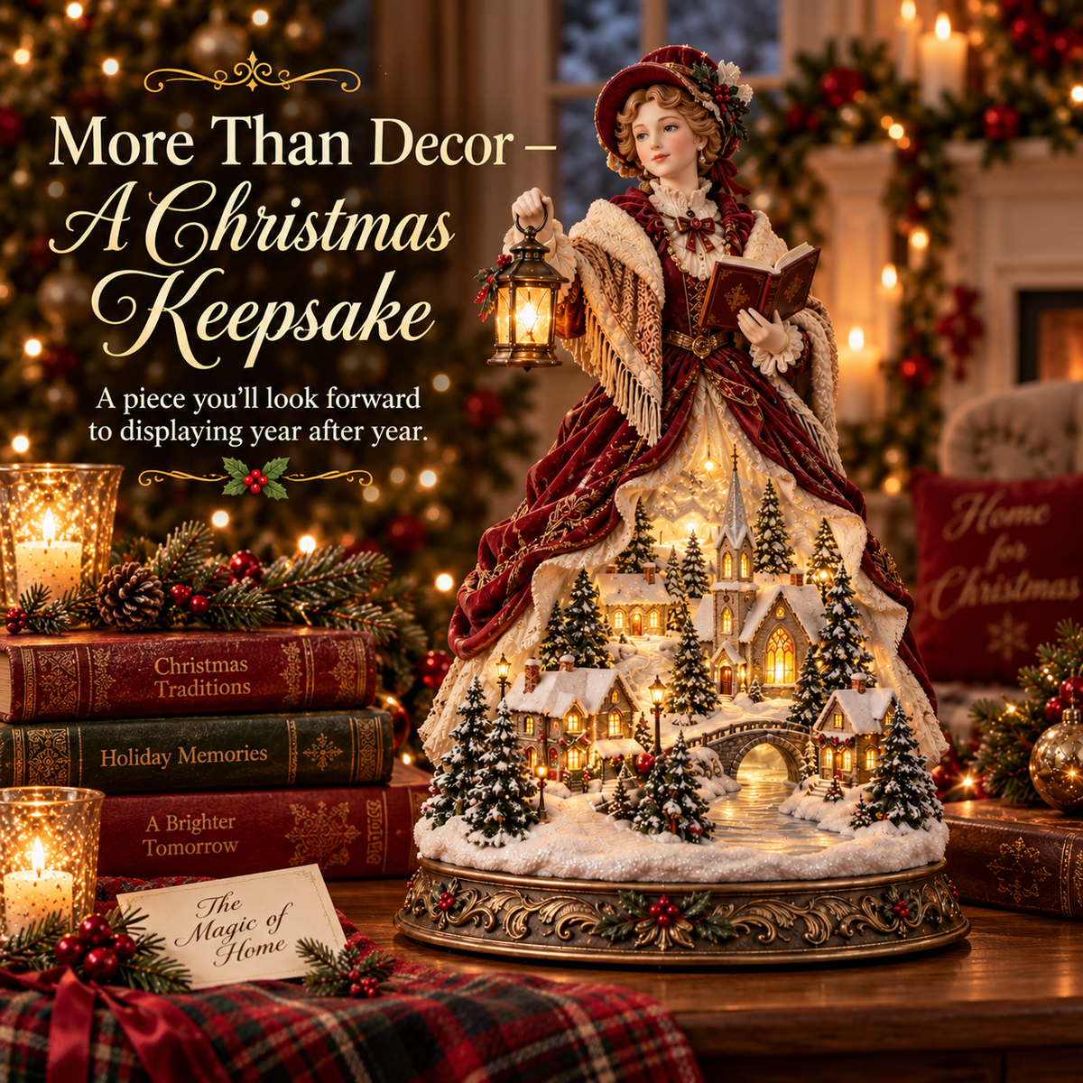 Last Day 49% OFF 🎄 Victorian Caroler Christmas Glow™ – Lighted Village Lady Tabletop Decor