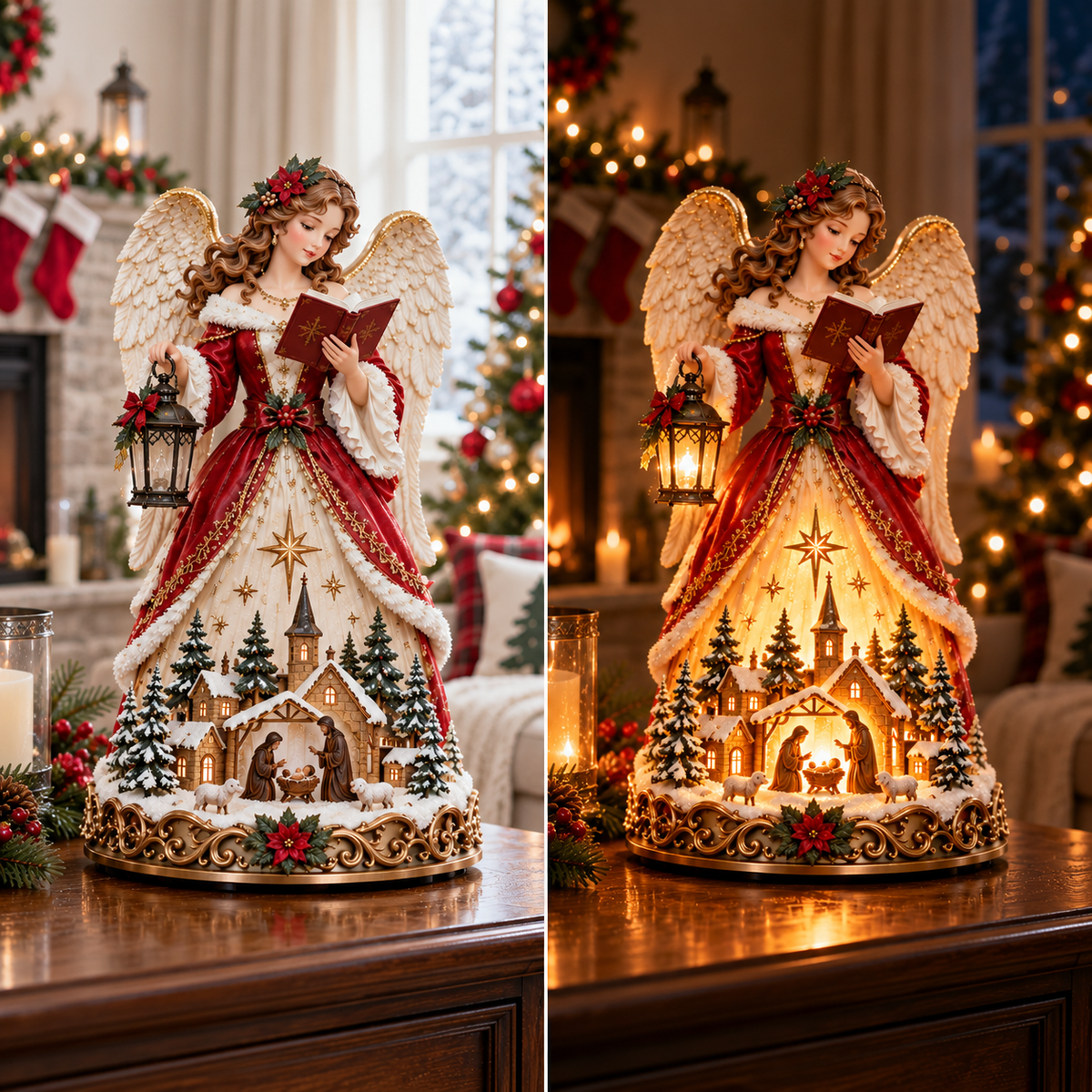 🔥 Last Day 49% OFF 👼✨ Angel Christmas Caroler Lamp™ – Lighted Nativity Village Tabletop Decor