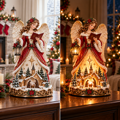 🔥 Last Day 49% OFF 👼✨ Angel Christmas Caroler Lamp™ – Lighted Nativity Village Tabletop Decor