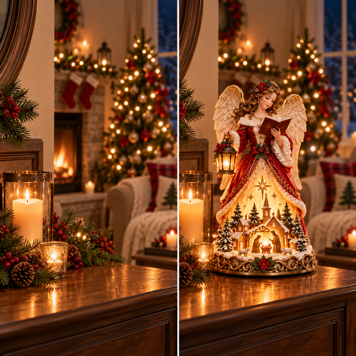 🔥 Last Day 49% OFF 👼✨ Angel Christmas Caroler Lamp™ – Lighted Nativity Village Tabletop Decor