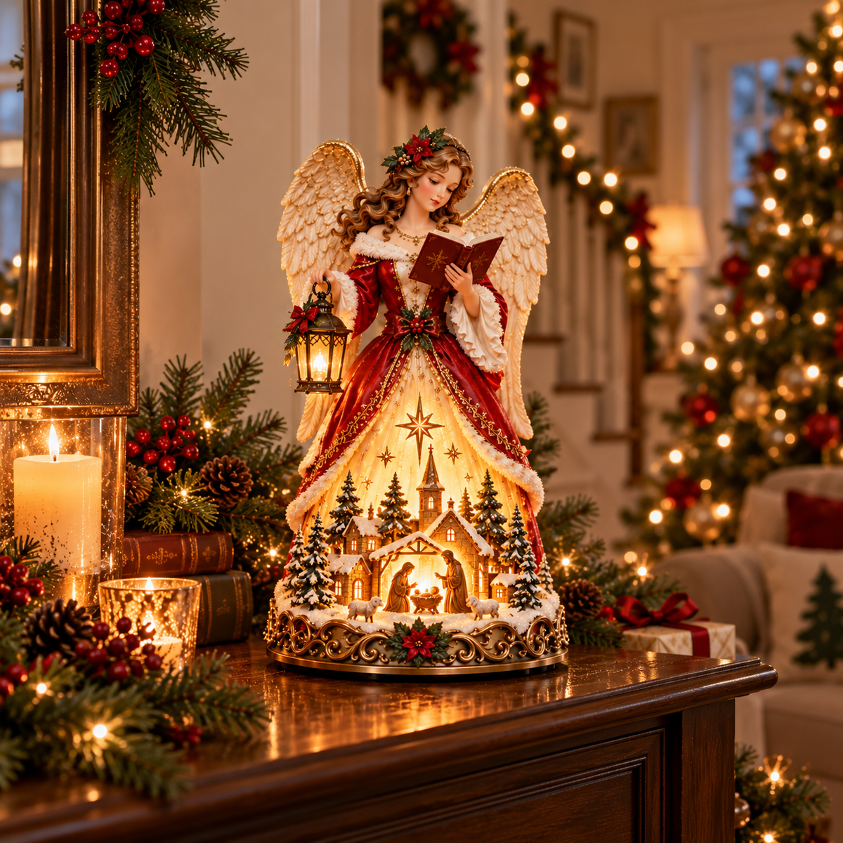 🔥 Last Day 49% OFF 👼✨ Angel Christmas Caroler Lamp™ – Lighted Nativity Village Tabletop Decor