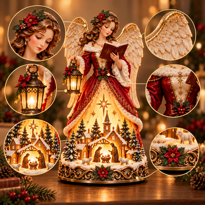🔥 Last Day 49% OFF 👼✨ Angel Christmas Caroler Lamp™ – Lighted Nativity Village Tabletop Decor