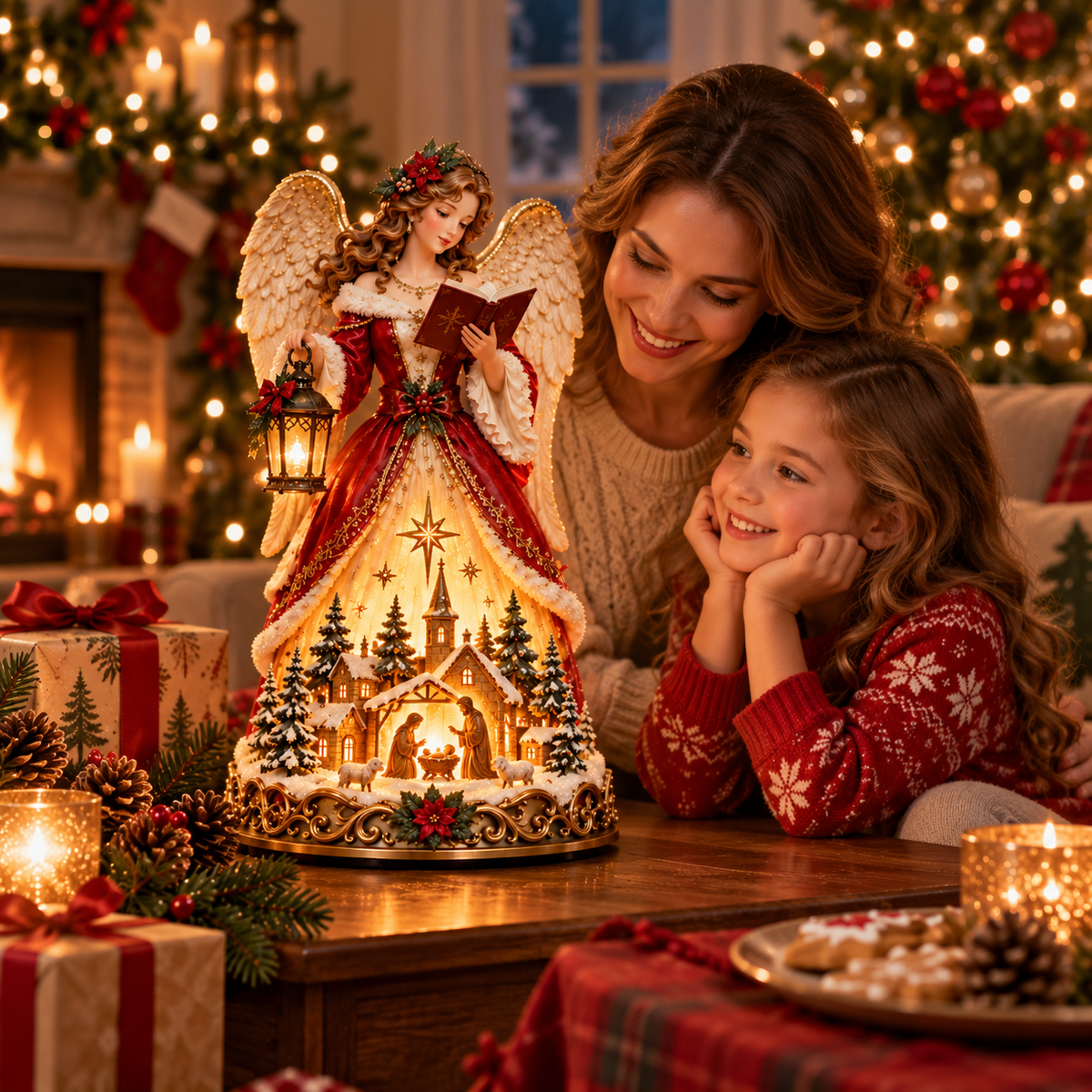 🔥 Last Day 49% OFF 👼✨ Angel Christmas Caroler Lamp™ – Lighted Nativity Village Tabletop Decor
