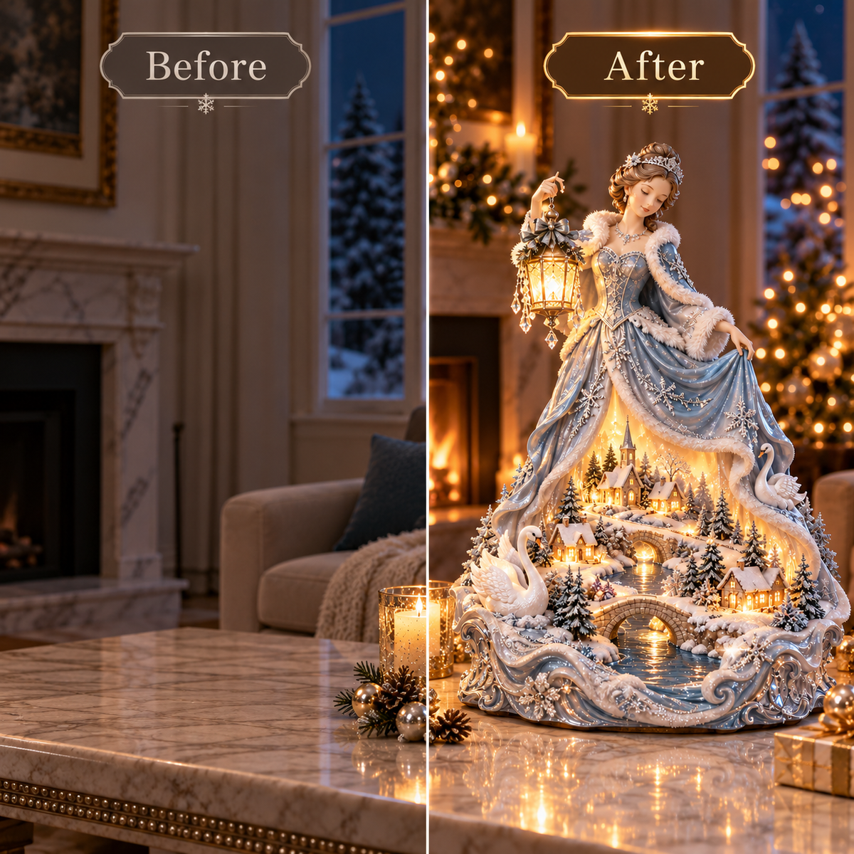 ✨ Holiday Sale 🦢 Swan Winter Village Glow — A Storybook Christmas for Your Home