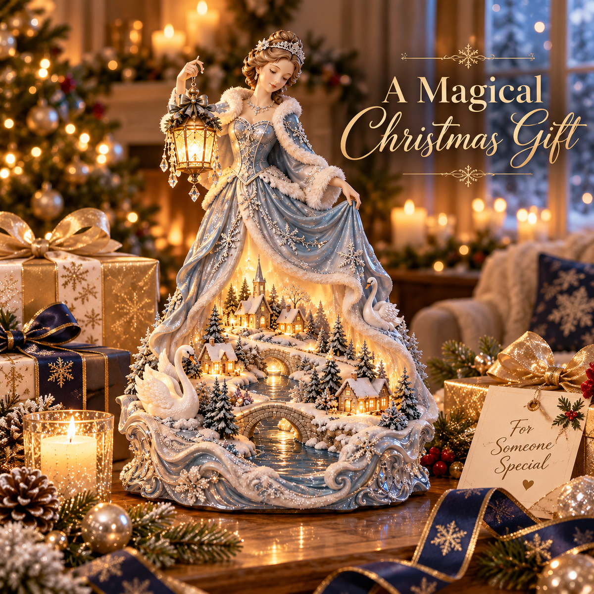 ✨ Holiday Sale 🦢 Swan Winter Village Glow — A Storybook Christmas for Your Home