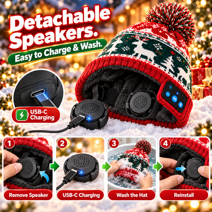🎄 Christmas Tune Beanie™ – Warm Bluetooth Music Hat with Built-In Speakers 🎧