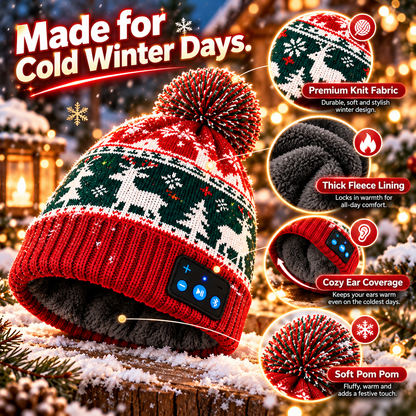 🎄 Christmas Tune Beanie™ – Warm Bluetooth Music Hat with Built-In Speakers 🎧