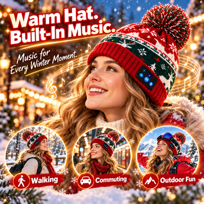 🎄 Christmas Tune Beanie™ – Warm Bluetooth Music Hat with Built-In Speakers 🎧