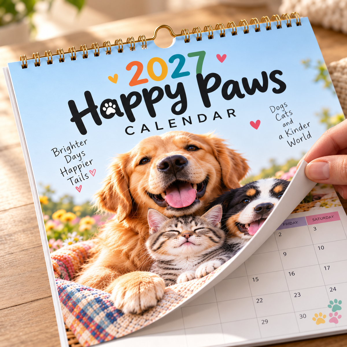 🐾 Happy Paws 2027 – Heartwarming Dog & Cat Wall Calendar