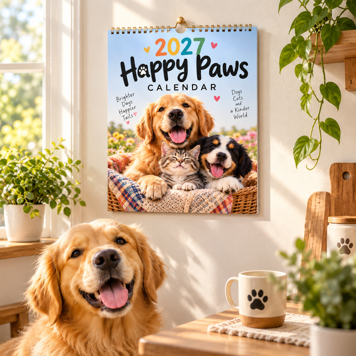 🐾 Happy Paws 2027 – Heartwarming Dog & Cat Wall Calendar