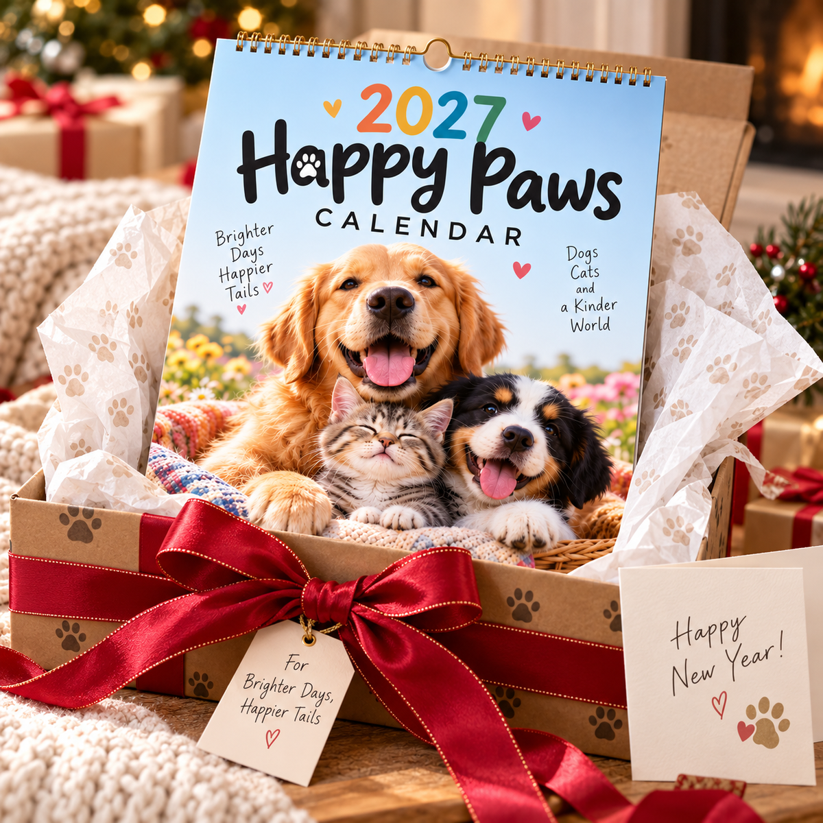 🐾 Happy Paws 2027 – Heartwarming Dog & Cat Wall Calendar