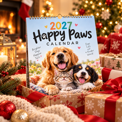 🐾 Happy Paws 2027 – Heartwarming Dog & Cat Wall Calendar