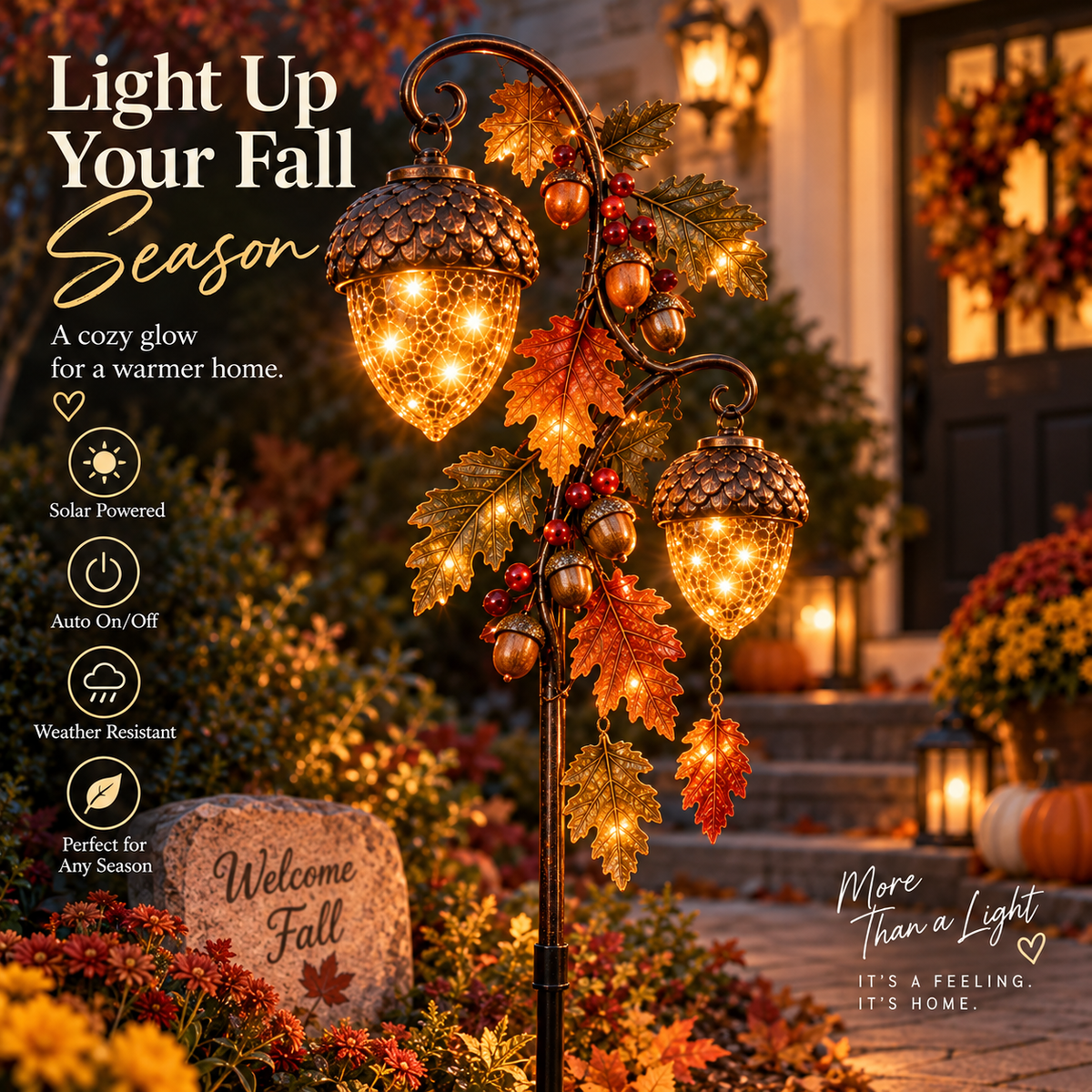 🔥 Last Day 49% OFF-🍁 Autumn Acorn Glow™ – Solar Double Acorn Garden Stake Light