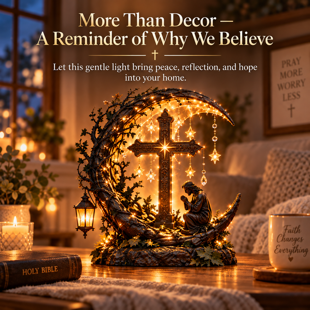 ✝️ Light of Faith™ Illuminated Cross Prayer Tabletop Decor