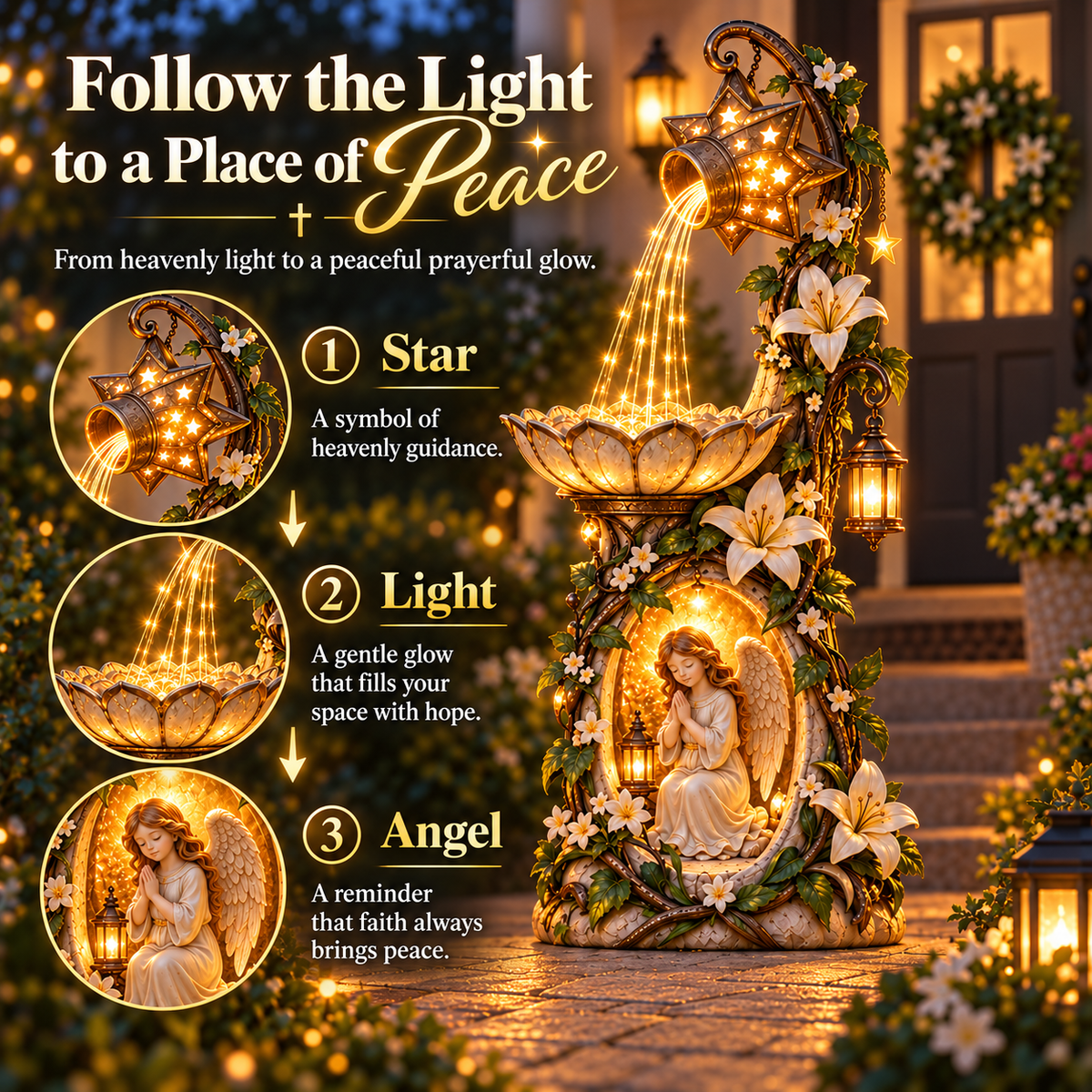 👼✨ Angel Starlight Garden Fountain™ – Faith-Inspired Lighted Outdoor Decor