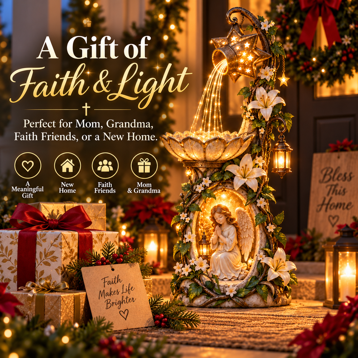 👼✨Last Day 49% OFF✨ Angel Starlight Garden Fountain™ – Faith-Inspired Lighted Outdoor Decor