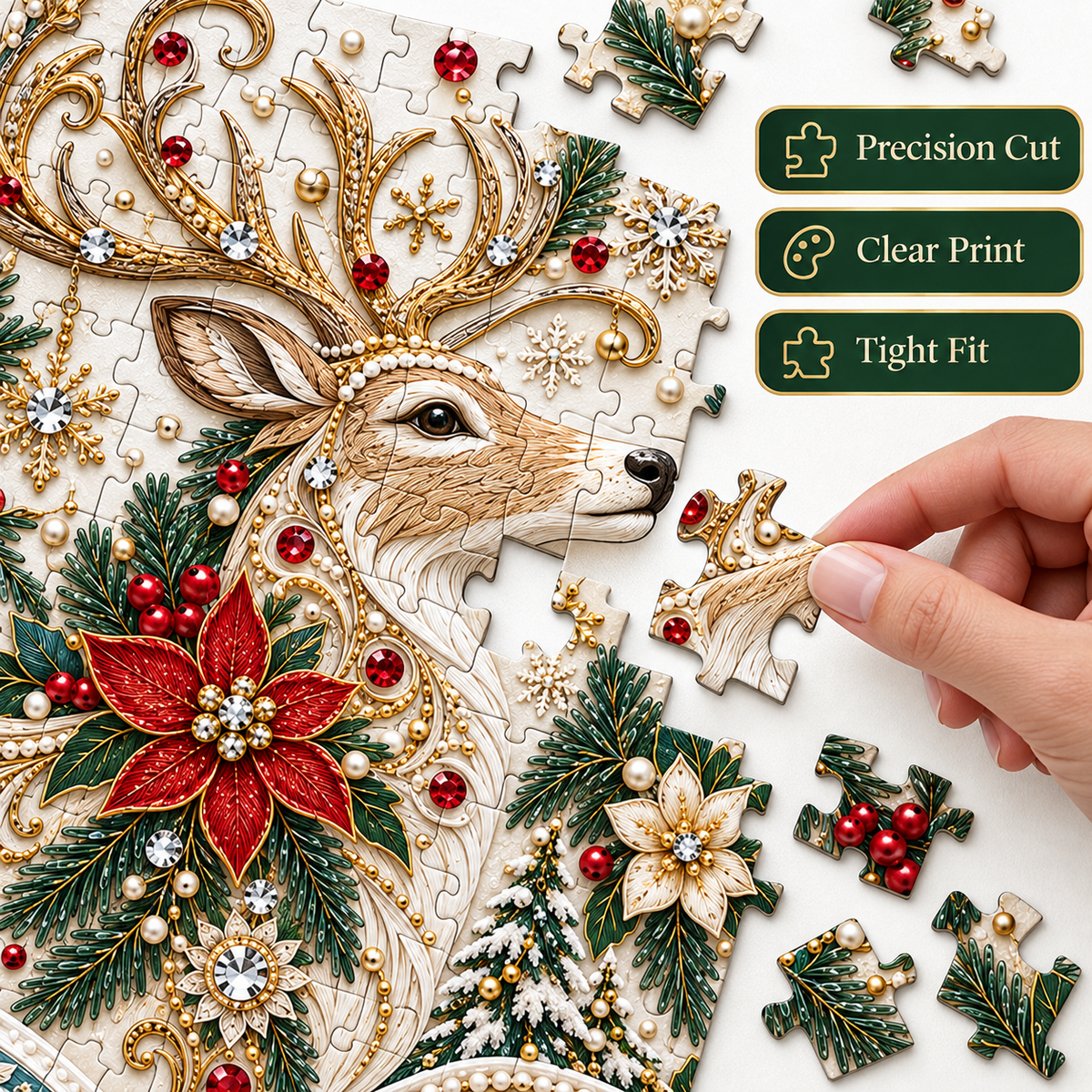 🦌✨ Reindeer Grace™ 1000-Piece Christmas Art Puzzle A Holiday Masterpiece You Build & Display