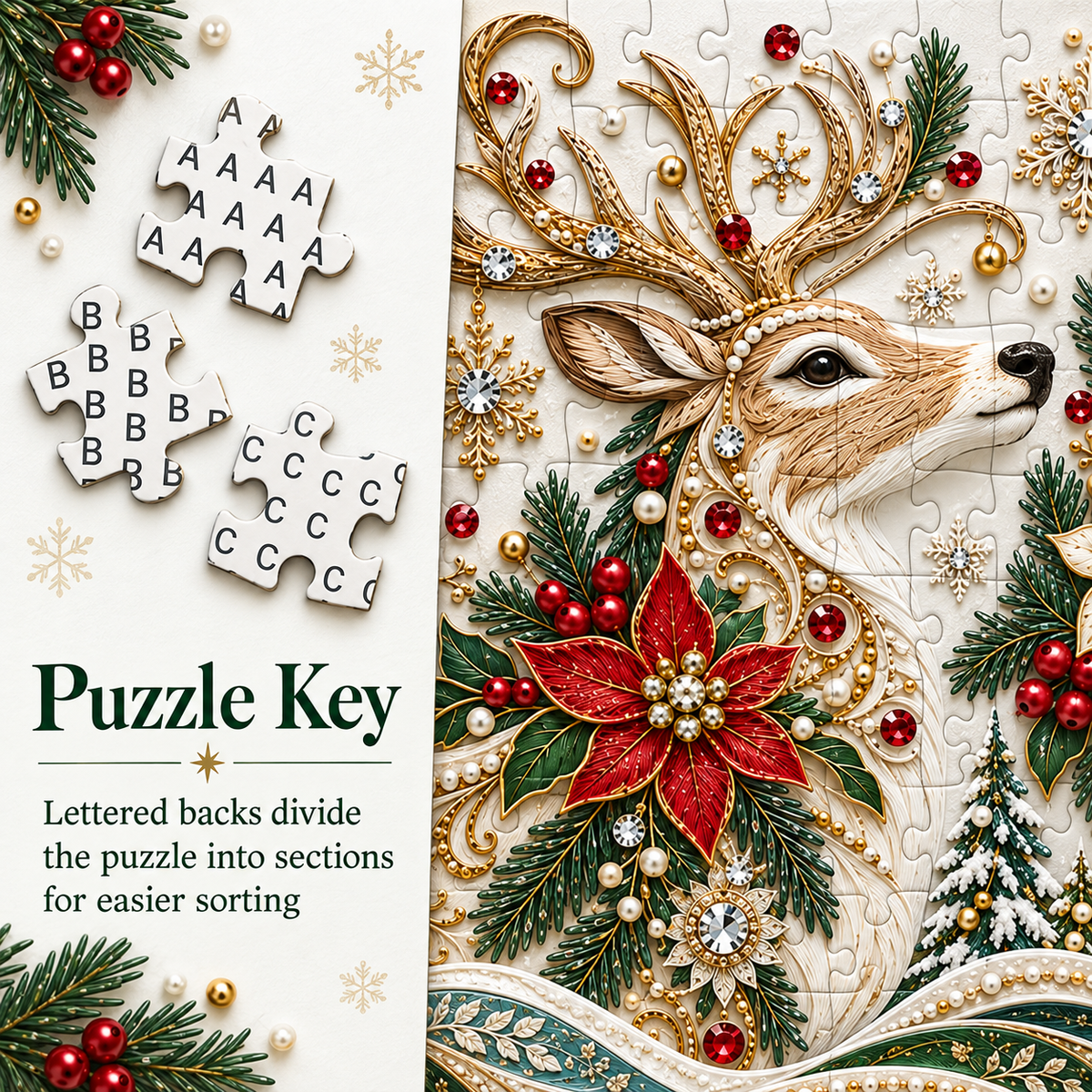 🦌✨ Reindeer Grace™ 1000-Piece Christmas Art Puzzle A Holiday Masterpiece You Build & Display