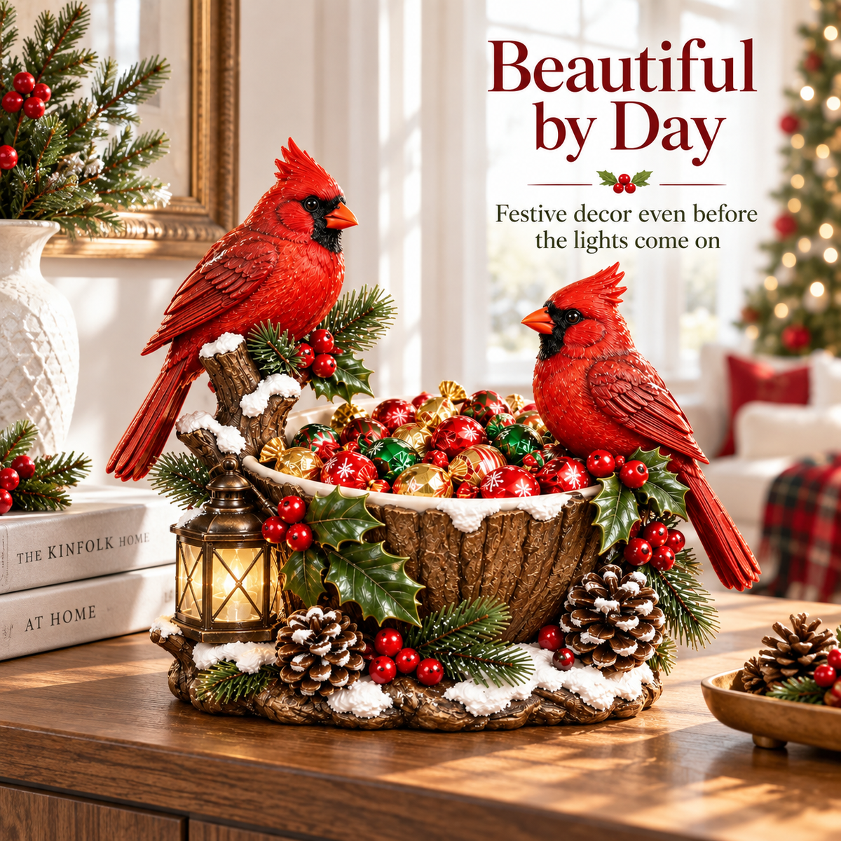 Last Day 50% Off❤️ Cardinal Christmas Treat Bowl™ – Lighted Holiday Candy Bowl & Tabletop Decor