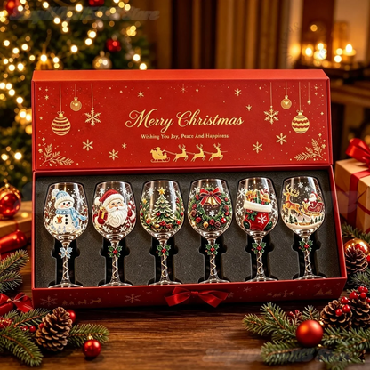 Christmas Wine Glasses Set Gift For Christmas Day