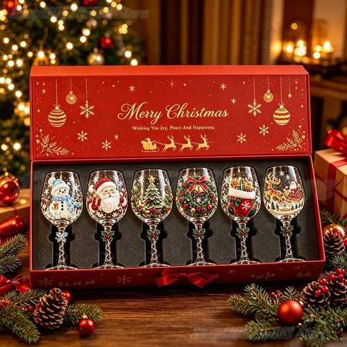 Christmas Wine Glasses Set Gift For Christmas Day