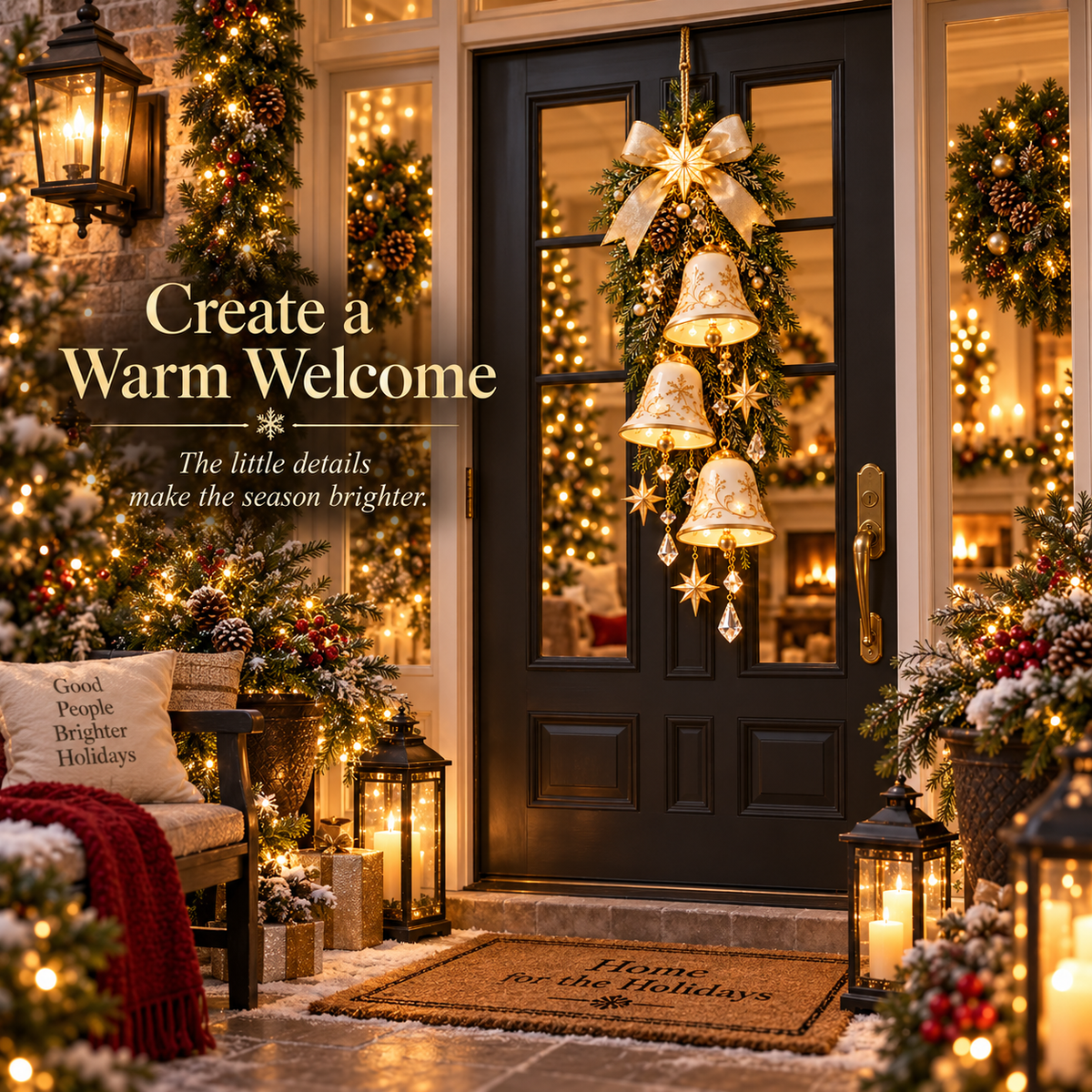 🎁🌟 49% OFF Ends Today 🔔 Golden Bell Christmas Glow™ – Festive Door Hanging