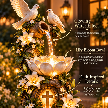 🕊️✝️ Faith Hope Love Fountain™ – Lighted Christian Garden Decor