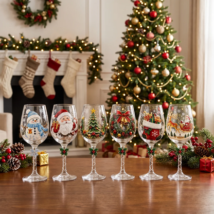 Christmas Wine Glasses Set Gift For Christmas Day