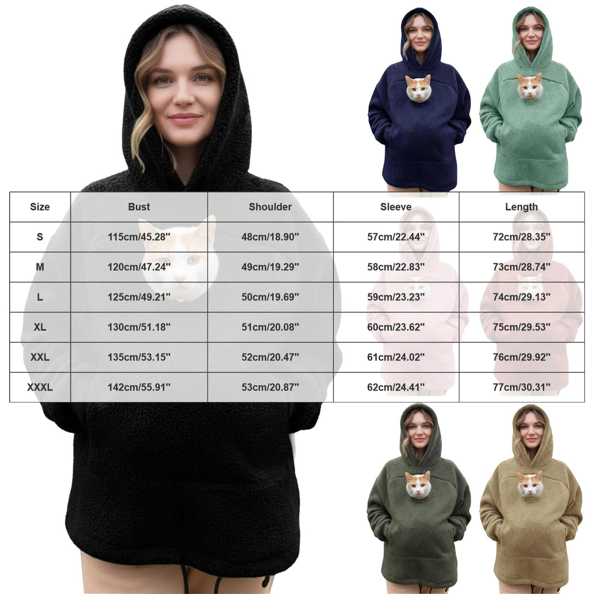Hoodie With Dog Pouch Fleece Casual Oversized Sweatshirt