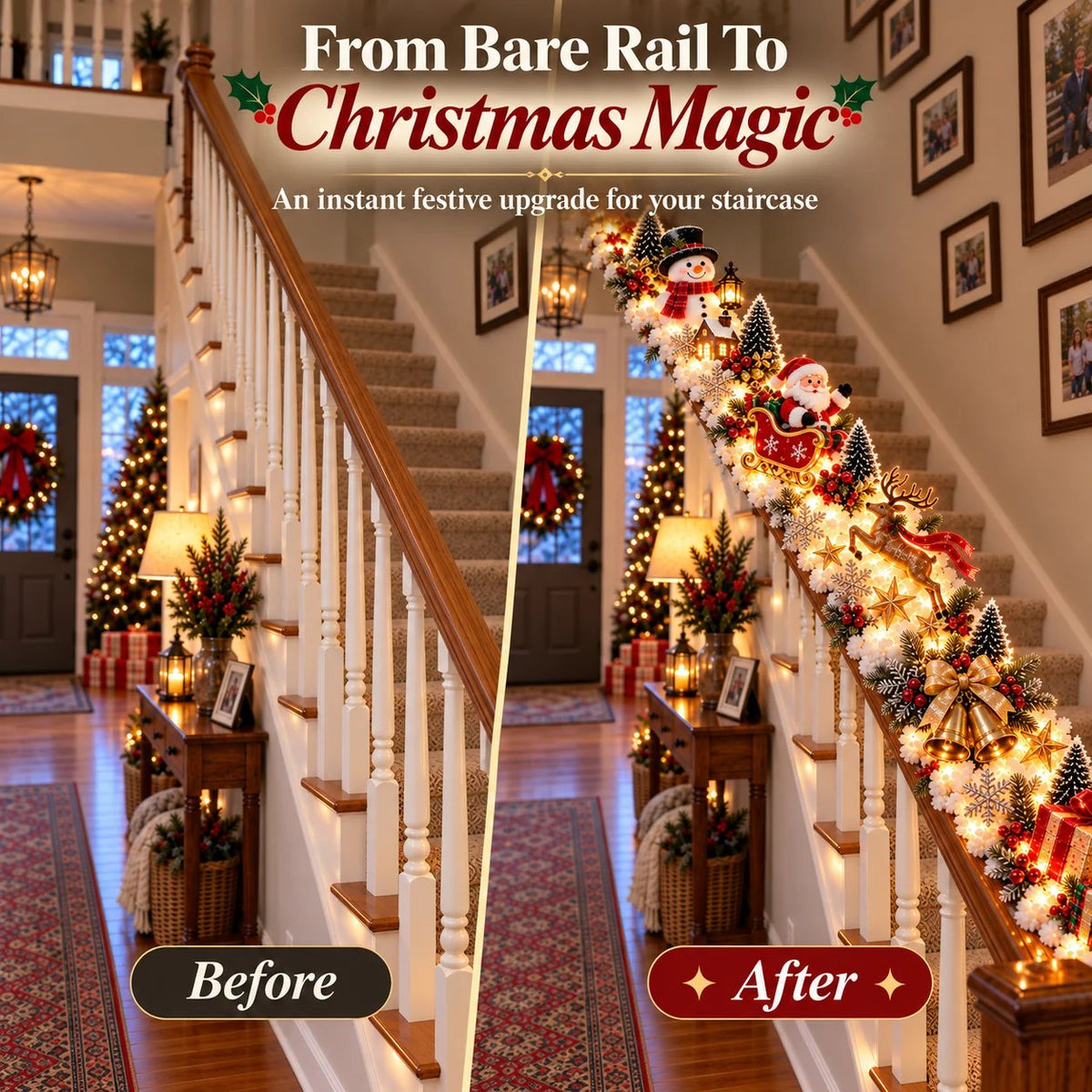 🎅 Turn Your Staircase Into Santa’s Christmas Wonderland
