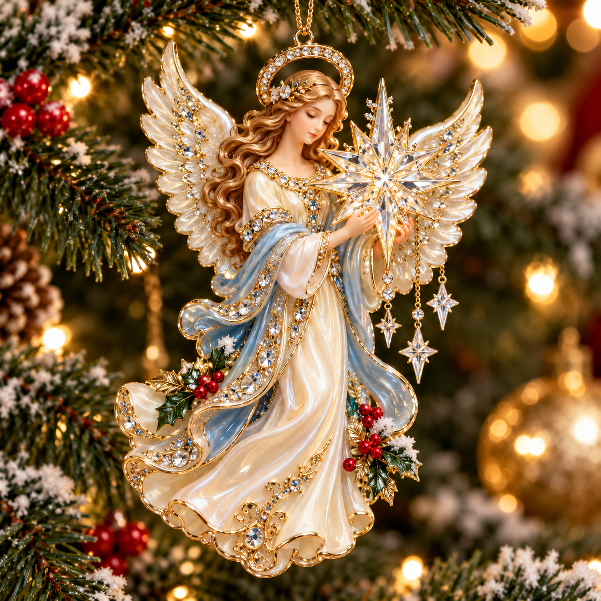 ⏰Final 6 Hours Sale 50% OFF✝️Heavenly Angel Christmas Ornament –  Crystal Star, Heaven’s Gate & Nativity Faith Keepsake Collection