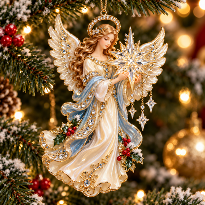 ⏰Final 6 Hours Sale 50% OFF✝️Heavenly Angel Christmas Ornament –  Crystal Star, Heaven’s Gate & Nativity Faith Keepsake Collection