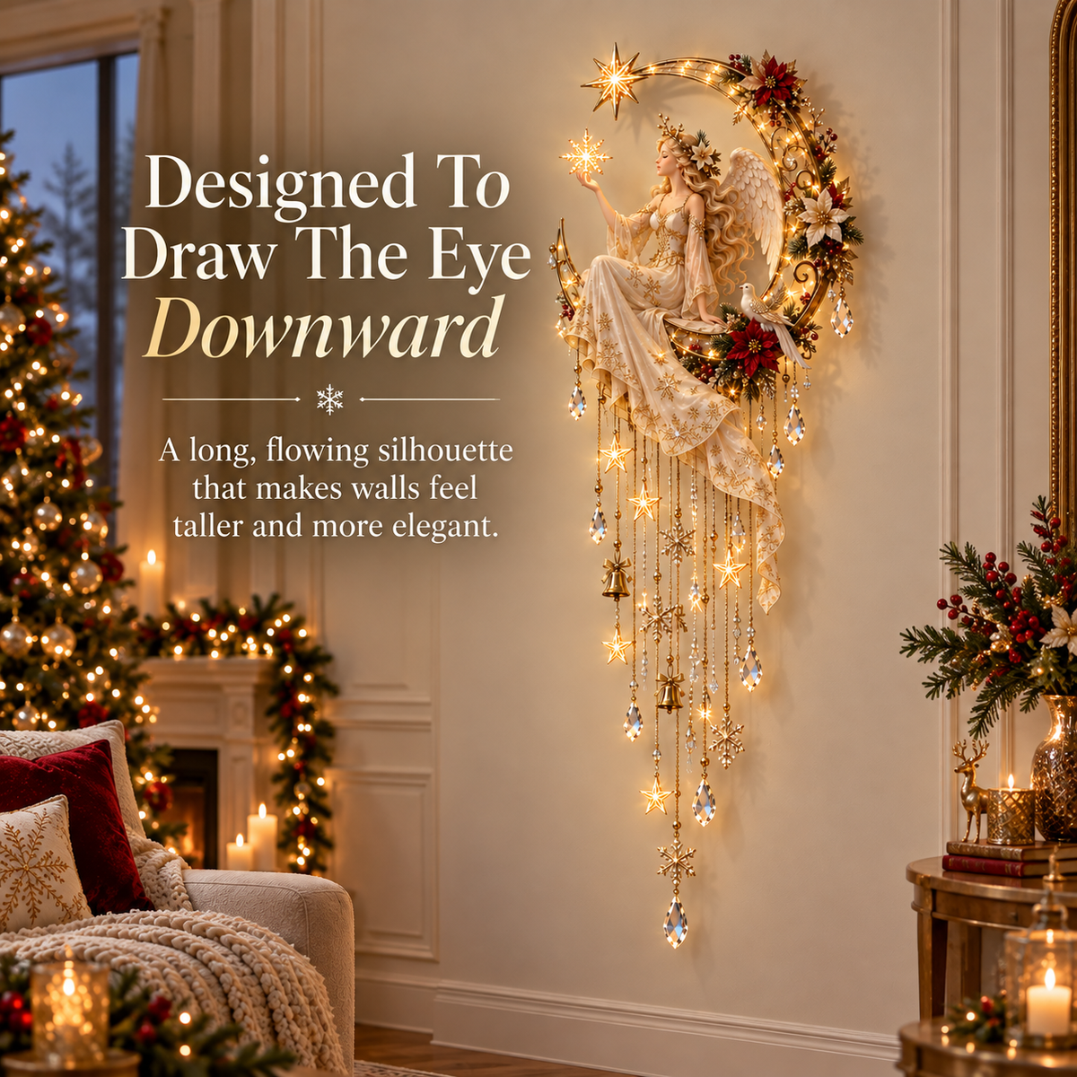 🔥 Last Day 50% OFF –Angel’s Moonlit Starfall™ – Lighted Christmas Angel Wall Decor