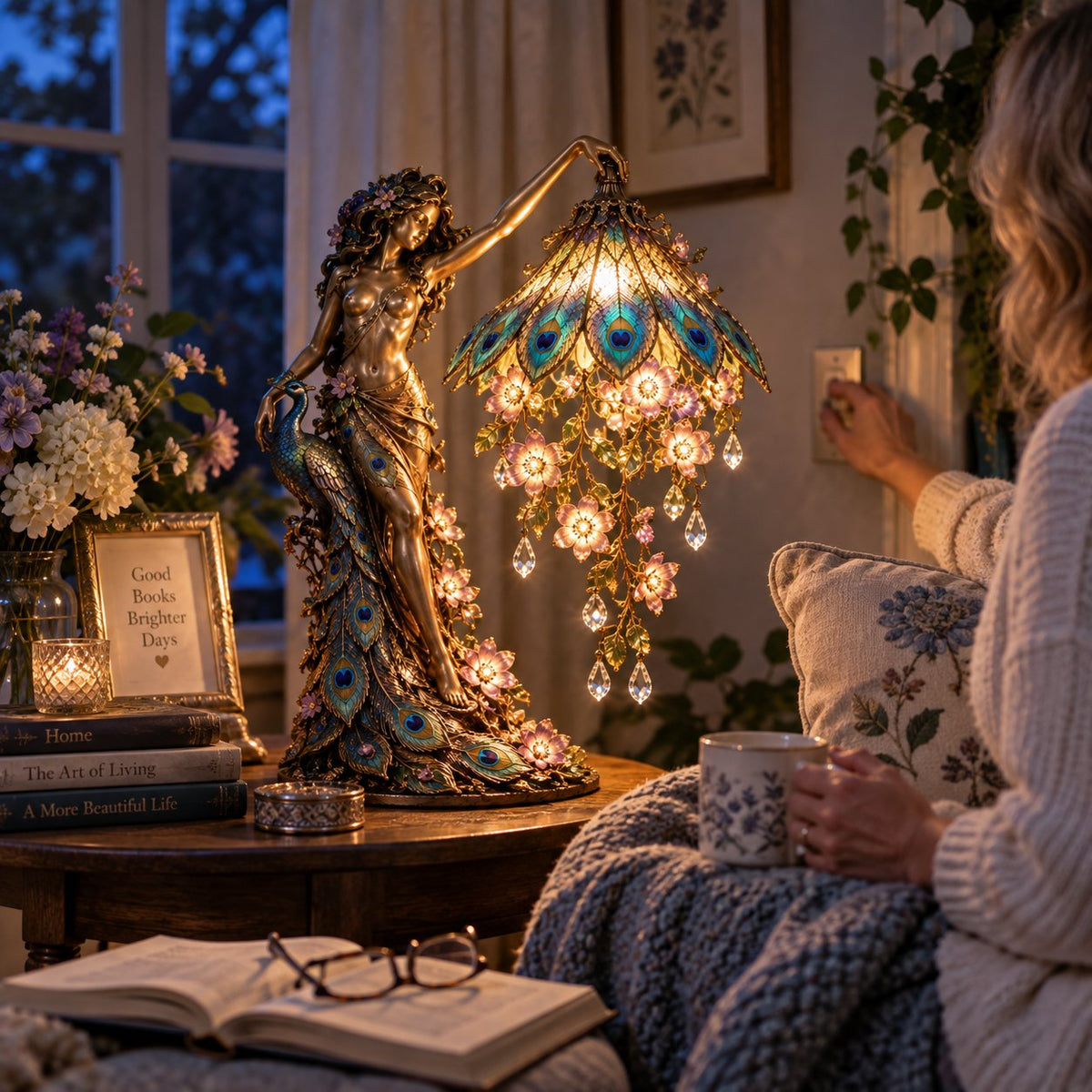 🦚 Peacock Lady Floral Lamp™ – A Stunning Piece Of Art That Lights Up Your Home