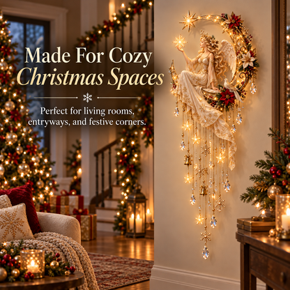🔥 Last Day 50% OFF –Angel’s Moonlit Starfall™ – Lighted Christmas Angel Wall Decor