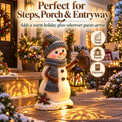 ⛄ Last Day 49% OFF — Snowman Nativity Glow with Solar-Powered Lantern