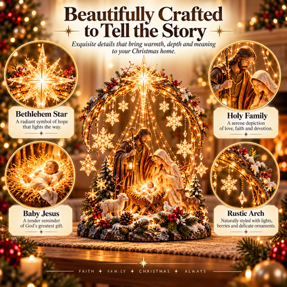 🔥 Last Day 50% OFF 🔥⭐ Bethlehem Starlight Nativity Arch™ – Lighted Christmas Tabletop Decor